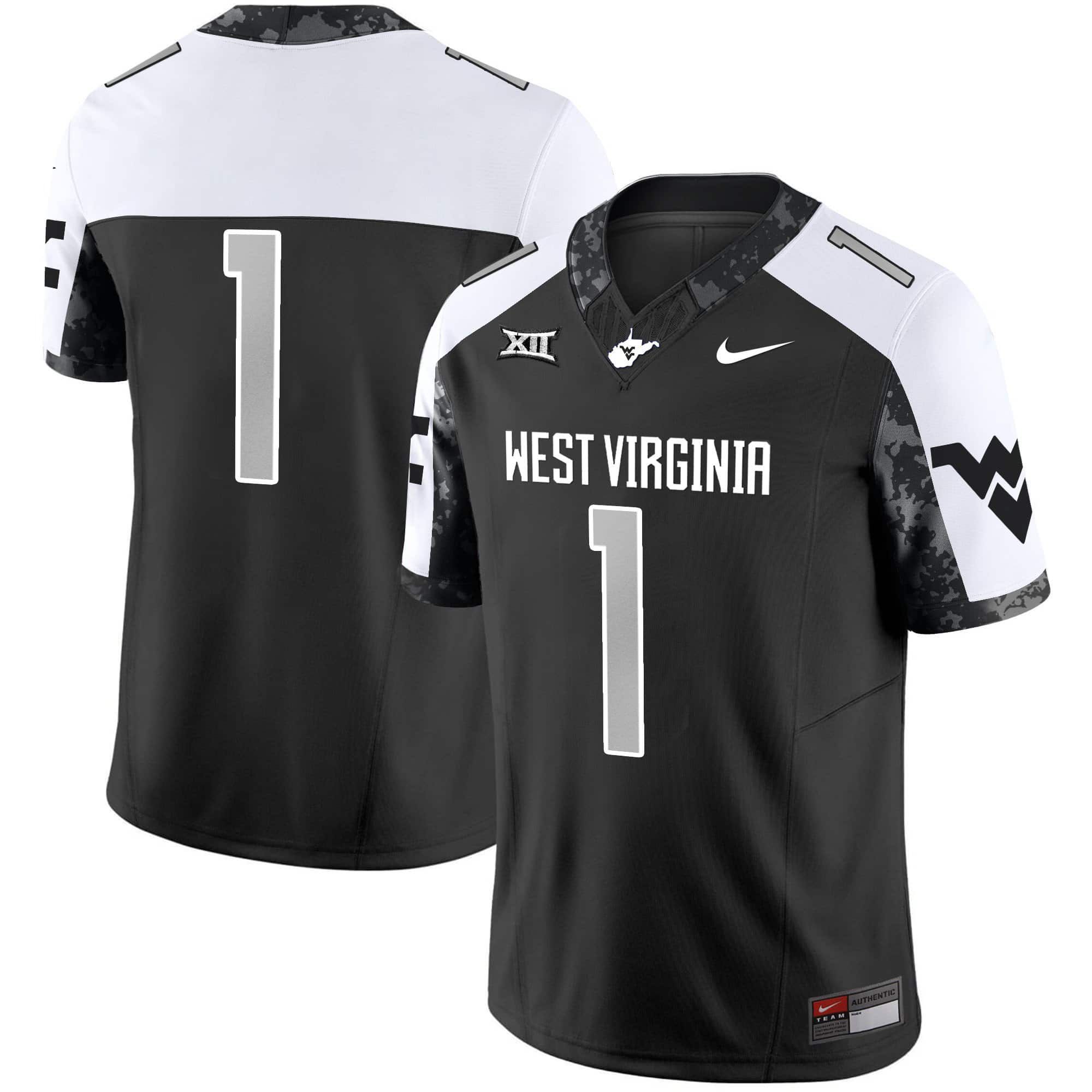 Men West Virginia Mountaineers #1 No Name Black 2024 Nike Vapor Limited NCAA Jersey style 1